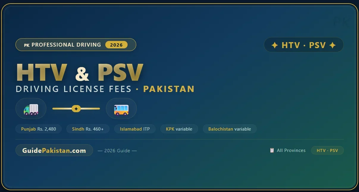 HTV and PSV Driving License Fees in Pakistan 2026